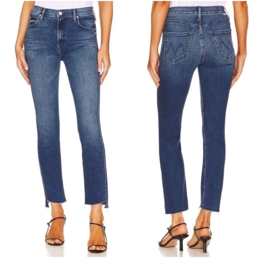 MOTHER Denim The Mid Rise Dazzler Ankle Step Fray in Mix Tape size 27 stretch